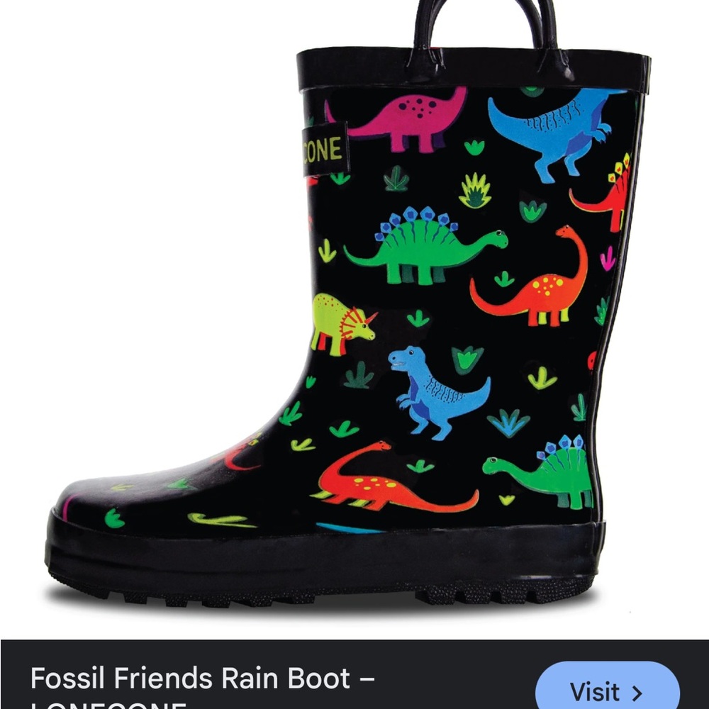 Lone Cone Kids Dinosaur “Fossil Friends”Rain Boots - Black